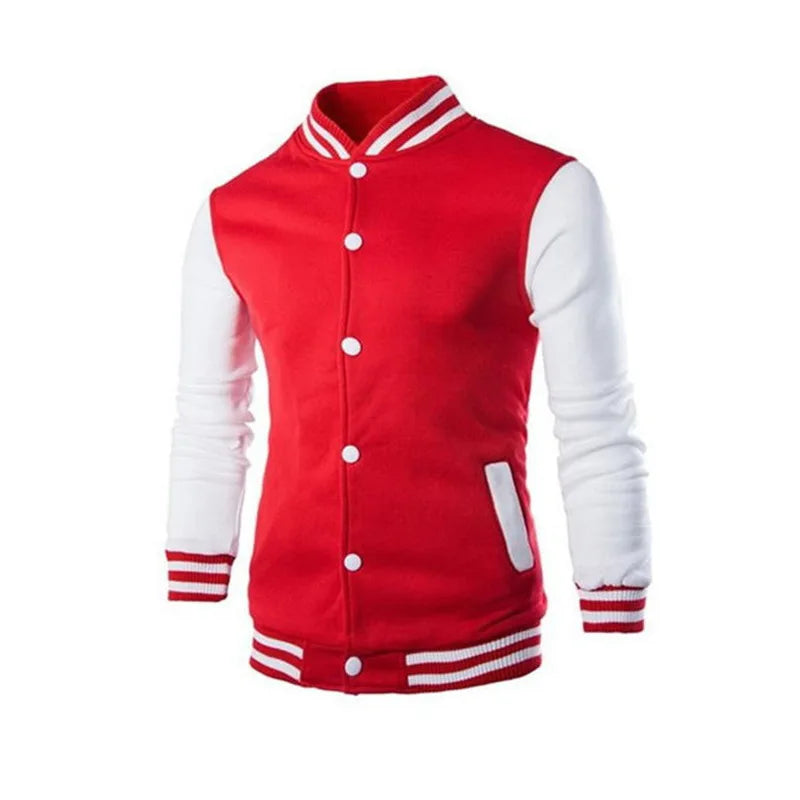 HEARUJOY  -  Autumn and Winter Fleece Classic Loose Casual Stand Collar Button Men's Baseball Uniform Flight Jacket