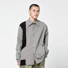 Hearujoy Techwear Hip Hop Patchwork Shirts Men Vintage Long Sleeve Cardigan Male Harajuku Casual Button Up Ripped Streetwear