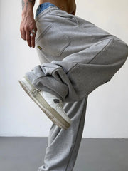 Hearujoy Hip Hop Grey Sweatpants Sports Pants Button Jean Elastic Waist Pants Loose Trousers Y2K Casual Sportwear Pants Joggers