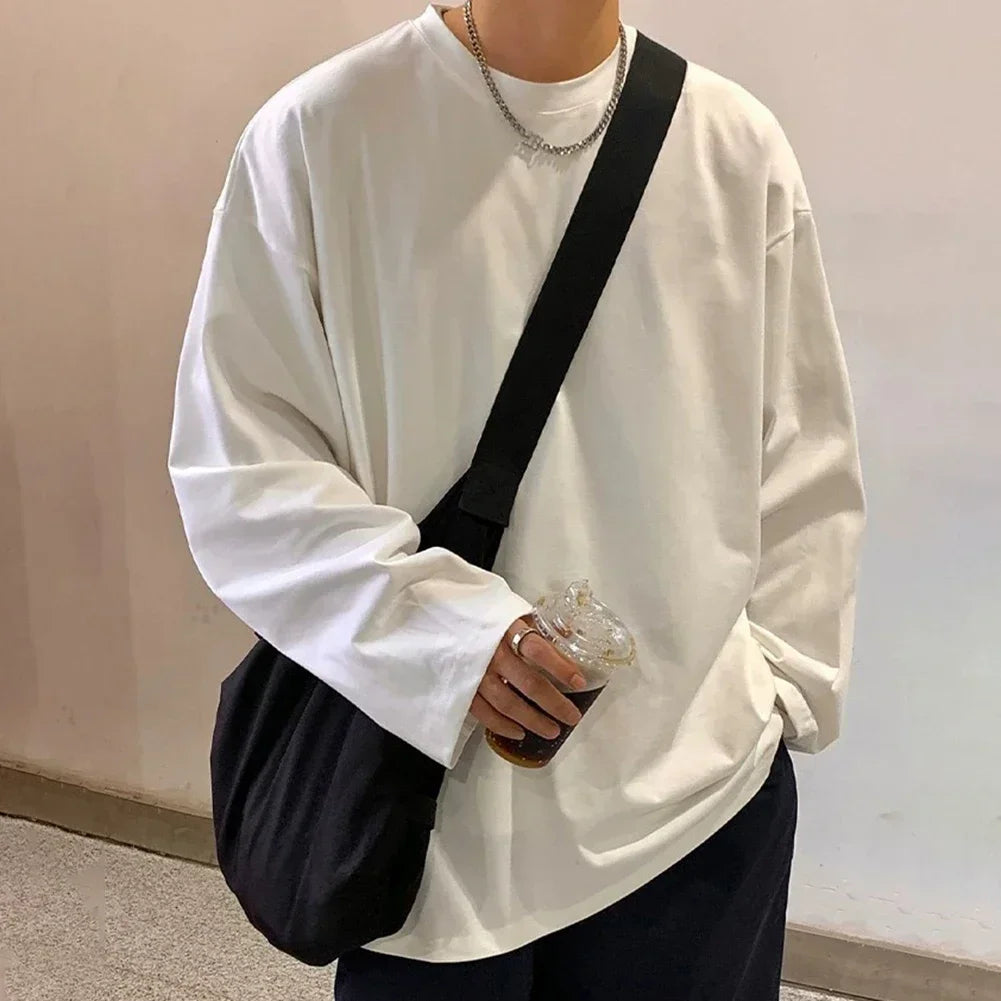 HEARUJOY  -  Casual Spring Autumn Shirt 5XL Black Thin Casual Tops Solid Color T-Shirt Regular Length Shirt Daily Wear Shirt