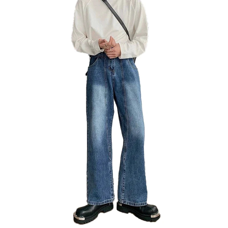 HEARUJOY  -  New Korean Cleanfit Male Jeans Luxury Naples High Waist Wide Legs Denim Pants Fashion Solid Color Retro Premium Elegant Trousers