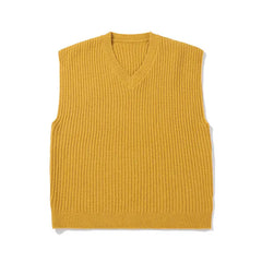 HEARUJOY  -  Men's Knitted Sweater Spring Autumn Casual Vest Korean Fashion Solid Sleeveless Baggy Knit Bottoming Vest Male Clothes R106