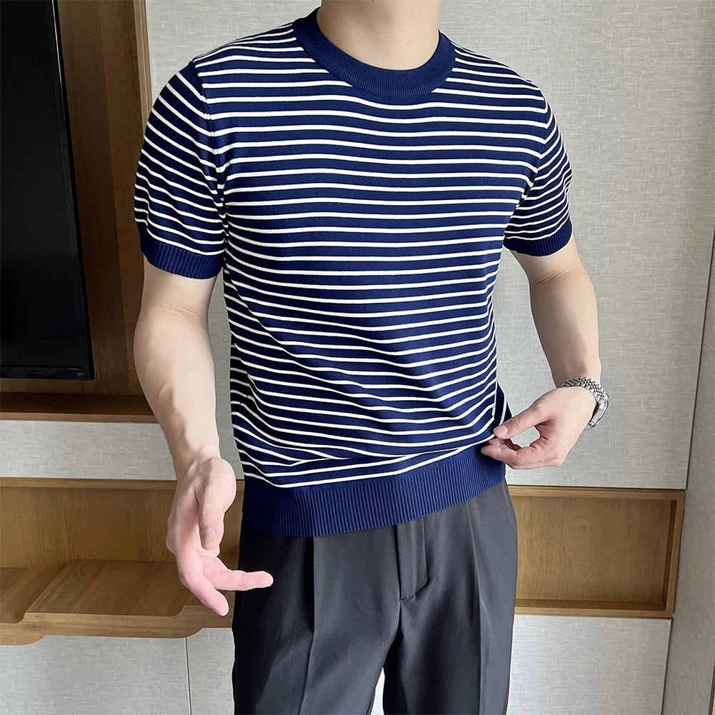 HEARUJOY  -  Crew Neck Blouse Men Korean Style T-shirt Applicable Gender Men Brand New Condition Korean Style Fashion Summer Casual Outfit