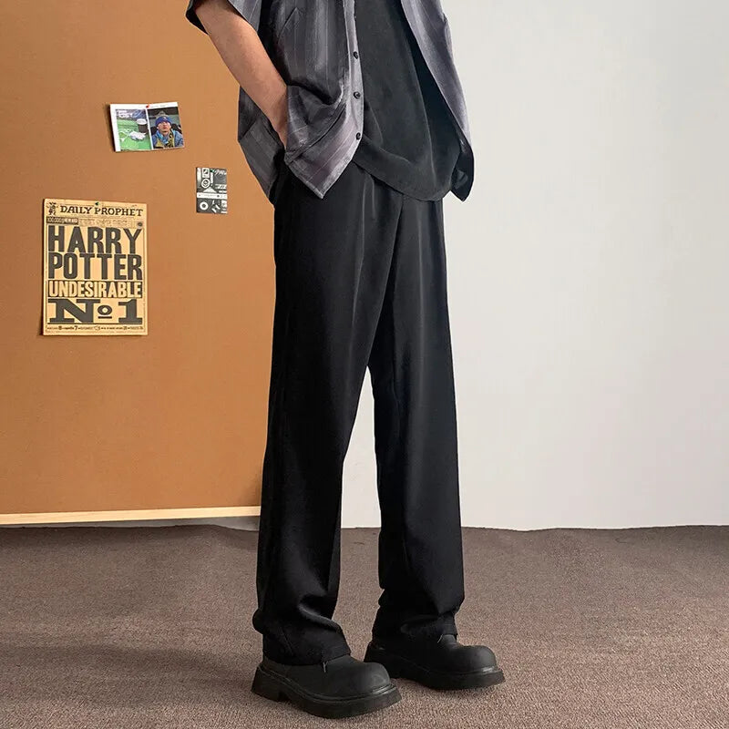 HEARUJOY  -  Brown Black Suit Pants Men Fashion Society Mens Dress Pants Korean Casual Straight Pants Mens Office Formal Trousers Plus Size