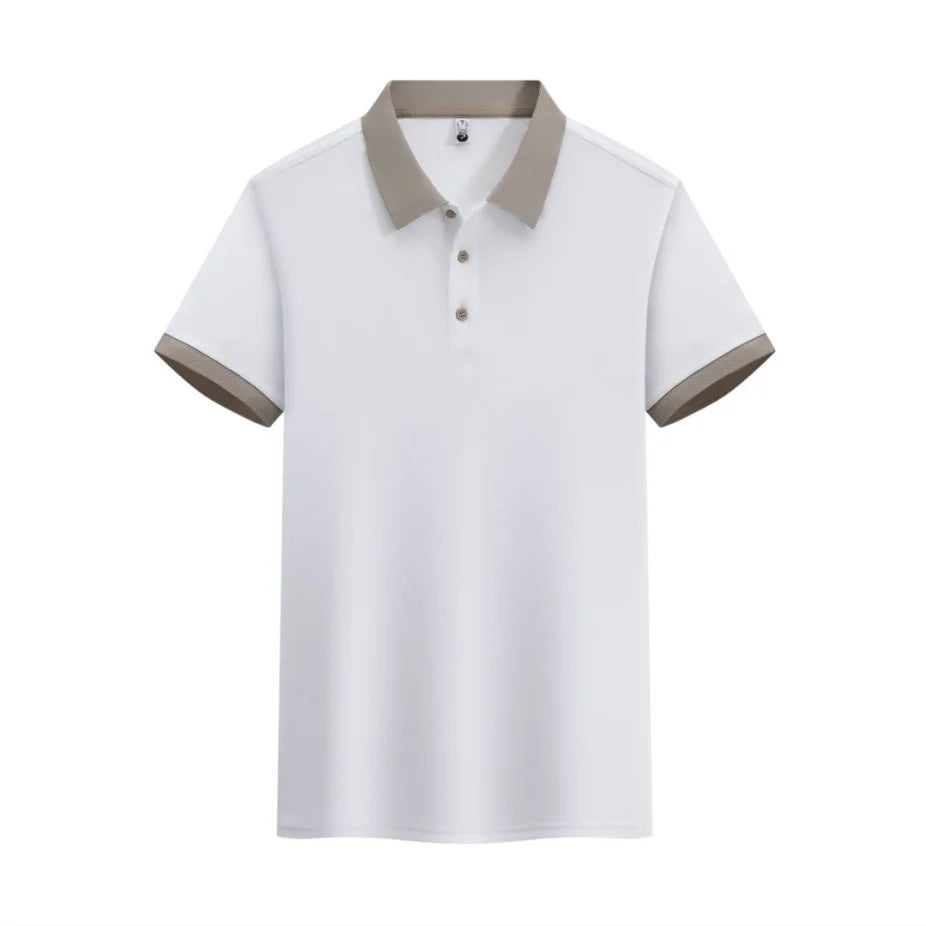 HEARUJOY  -  Summer Men's Clothing Luxury Knit Short Sleeve Polo Shirt Retro Button-down Patchwork Popular Fashion Business Casual T-shirt