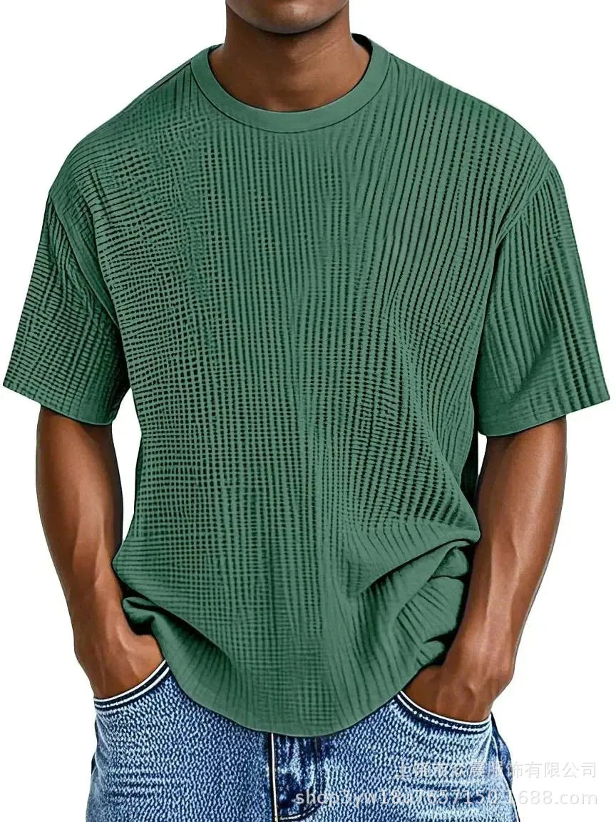 HEARUJOY  -  New Men's Summer Short-sleeved T-shirt, Casual and Versatile Round-neck Thin Top