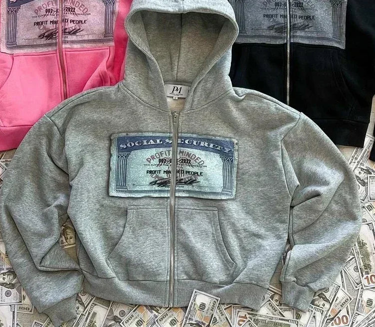 Hearujoy Y2K New Retro Hoodies Men Women Trendy Brand Printed Personalized Patterns Hip hop Hooded Cardigan Long Sleeves Sweatshirt Tops
