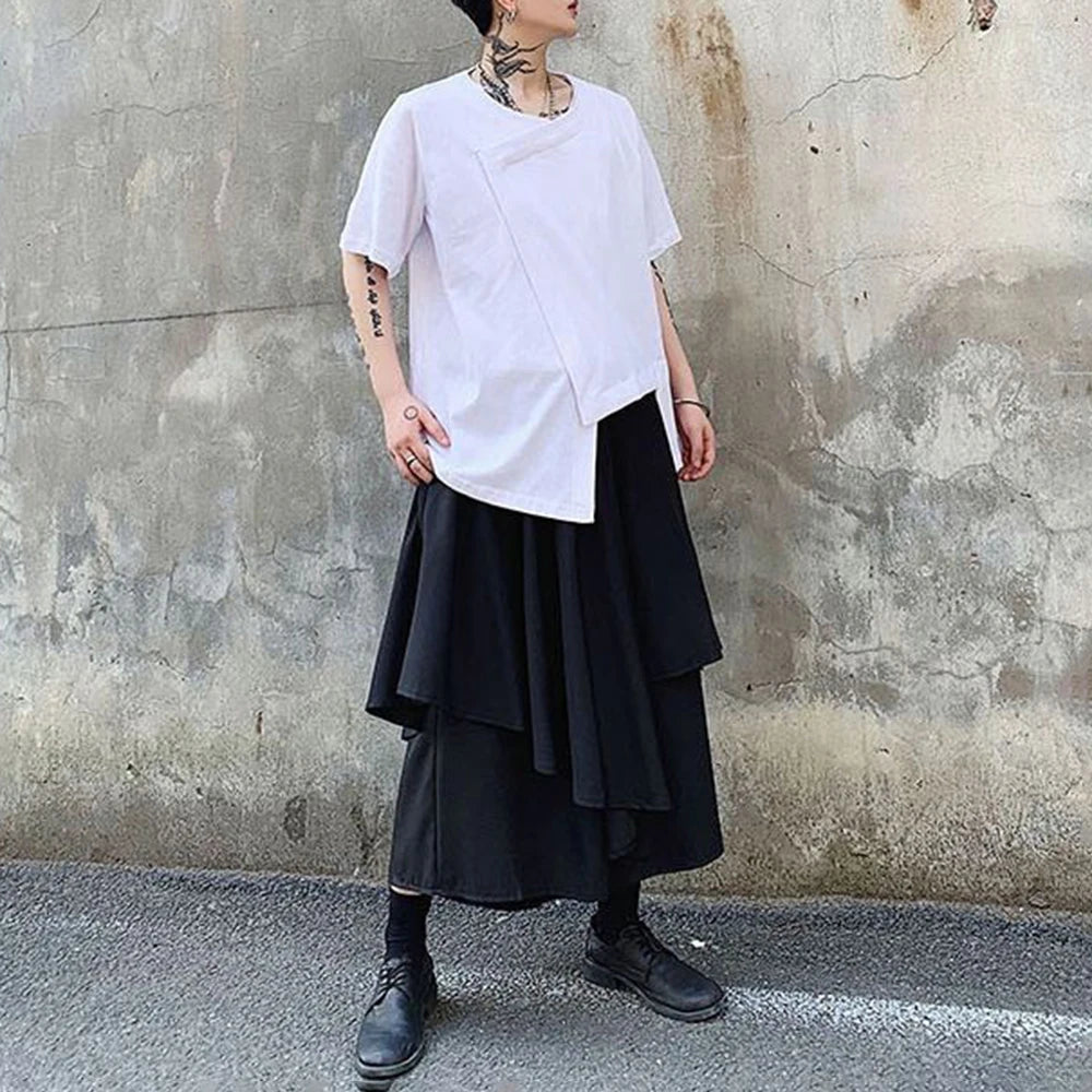 HEARUJOY  -  XS-4XL Mens T-Shirt Irregular Dark Style Cotton T-Shirt Summer Streetwear Y2k Fashion Campus Trend Top Men'S Clothing 2025 New