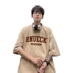 HEARUJOY  -  T Shirt Oversized Cotton For Men White 5XL Men's Letter Print T-shirts Men Casual Wear Summer Tee Shirts Big Size