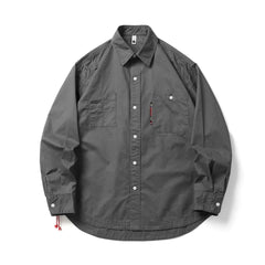 HEARUJOY  -  Japanese Retro Washed Cotton Work Shirt Men's Stylish Oversized Lapel Long Sleeve Top Versatile Casual Wear for Spring/Autumn