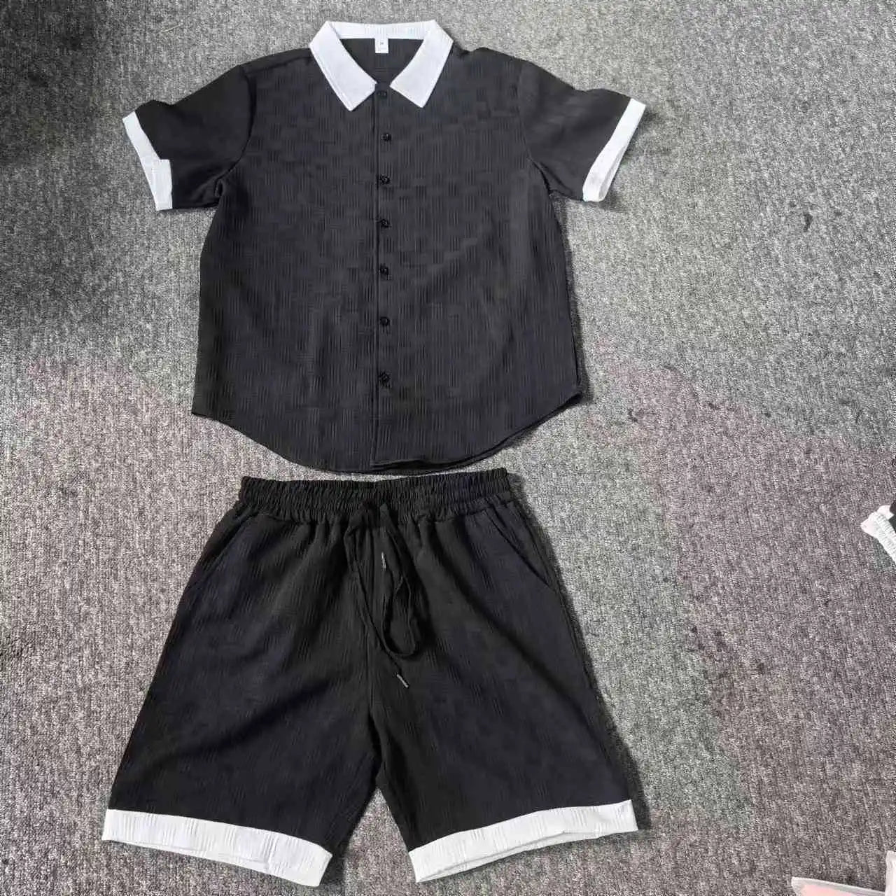 HEARUJOY  -  Fashion Patchwork Men's Suit Short Sleeved Shirt And Shorts Two-piece Set 2025 Summer Loose Casual Sports Outfits For Man