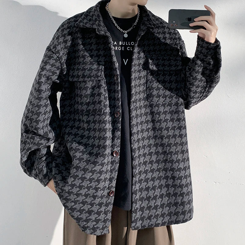 Hearujoy Spring Autumn Premium Heavy Shirts Men Solid Loose Long Sleeve  Women's jacket Hip Hop Thick Korean Casual Woolen Coat New