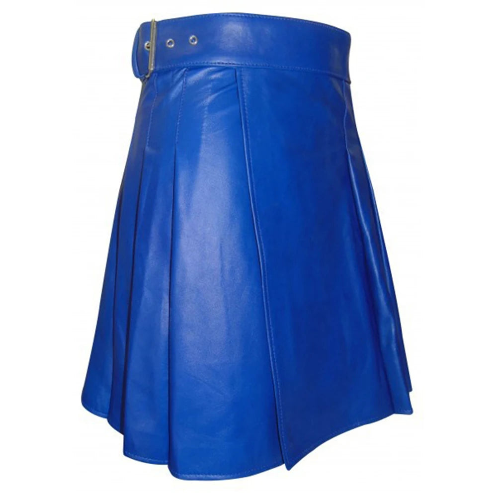 Hearujoy Men Scottish Traditional Festival Short Pleated Skirt New Men's Fashion Solid Kilt Party Punk Rock Pu Leather Skirts Streetwear