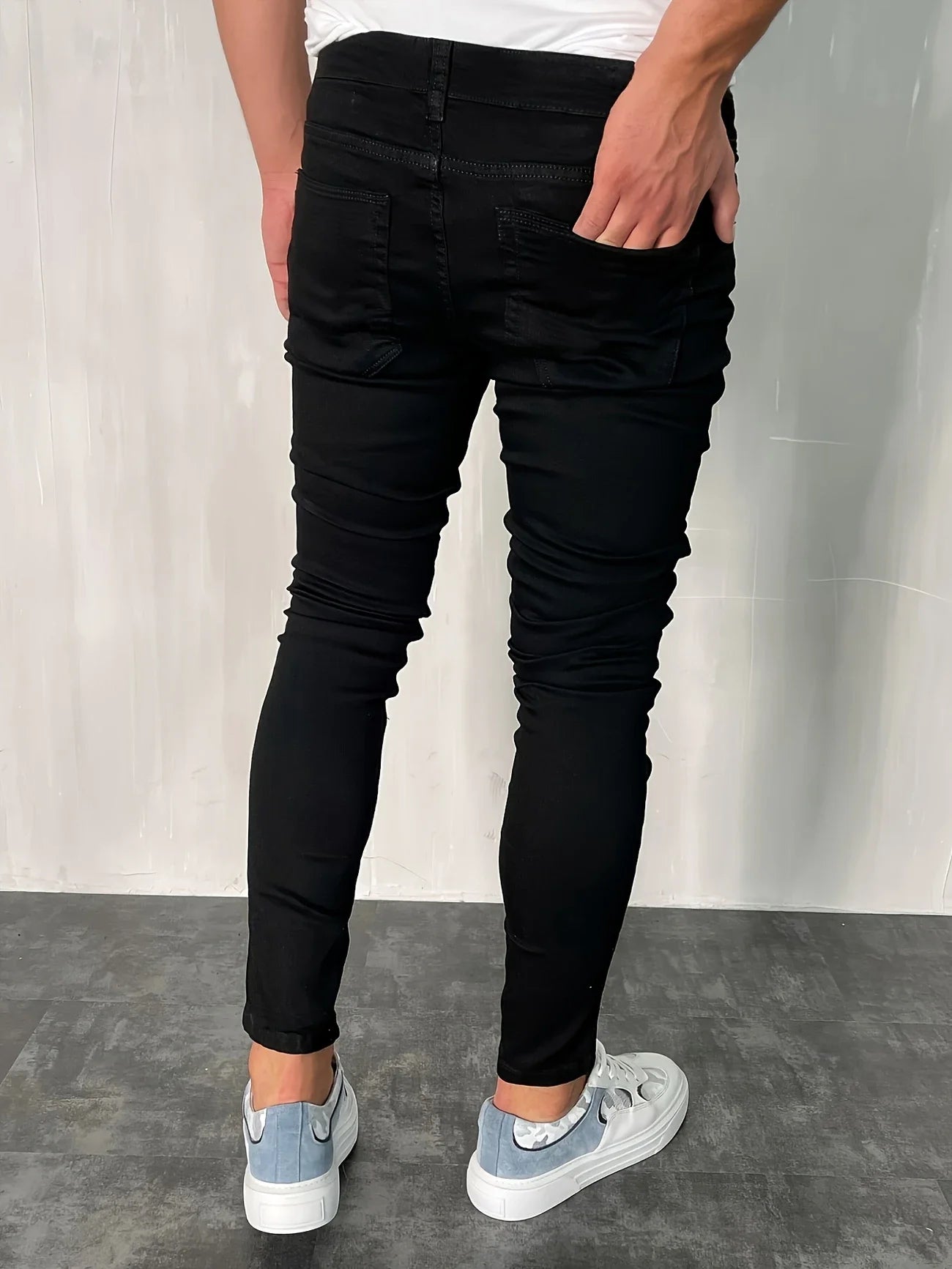 HEARUJOY  -  Men'S Slim-Fit Dark Cotton Jeans - Stretch Denim Pencil Pants, Machine Washable