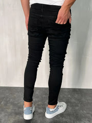 HEARUJOY  -  Men'S Slim-Fit Dark Cotton Jeans - Stretch Denim Pencil Pants, Machine Washable