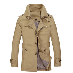 HEARUJOY  -  Vintage Men Jacket Coat 2025 New Spring Long Sleeve Lapel Outerwear Fashion Medium Long Style Trench Clothes Overcoat Streetwear