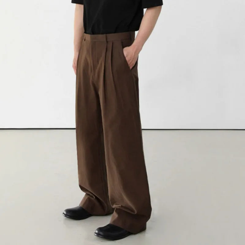 Hearujoy Korean Style Men's Loose Suit Pants Casual Straight Wide Leg Male Simple Trousers Drooping New Fashion Summer 9C6229