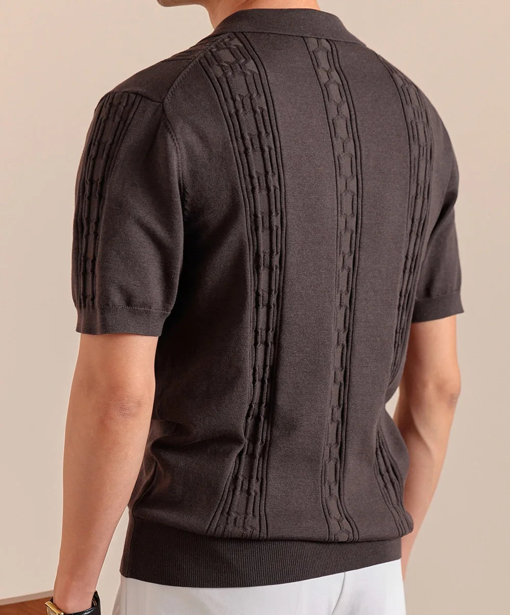 HEARUJOY  -  Summer Retro Collar Italy Polo Shirt Men Cotton Blend Short Sleeve Lightweight Breathable Casual Half Sleeve Top Knitted Tshirt