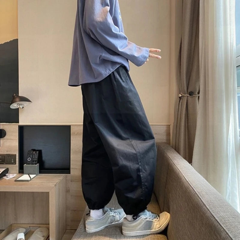 HEARUJOY  -  Baggy Male Cropped Trousers Spring and Autumn Men's Casual Pants Harajuku Fashion Original Clothing Classic New in 2025 Clothes