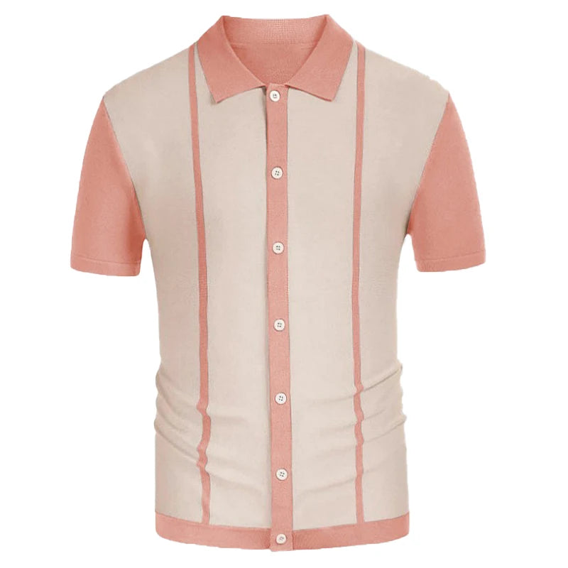 HEARUJOY  -  Men's Luxury Clothing Knit Short Sleeve Polo Shirt Casual Streetwear Lapel Button Down Cardigan Breathable Tops Summer Knitwear