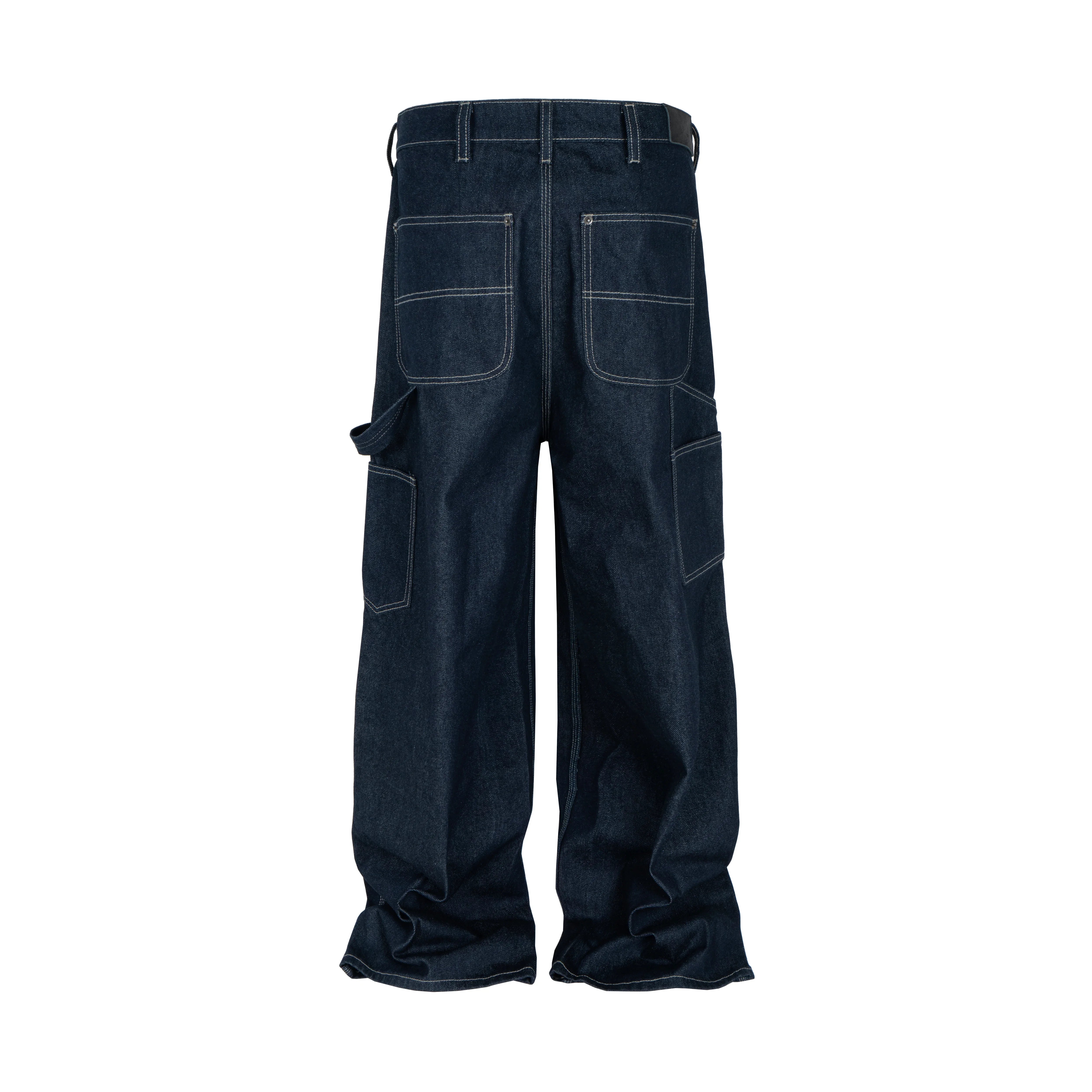 Hearujoy High Street Cleanfit Multipockets Drak Blue Baggy Jeans for Men and Women Straight Vintage Casual Loose Denim Trousers Oversize