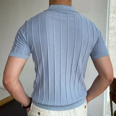 HEARUJOY  -  Men's Short-Sleeved Polo Shirt with Lapel Collar, Business Casual Style, Pure Color Sweater, New Fashionable Design, Plus Size