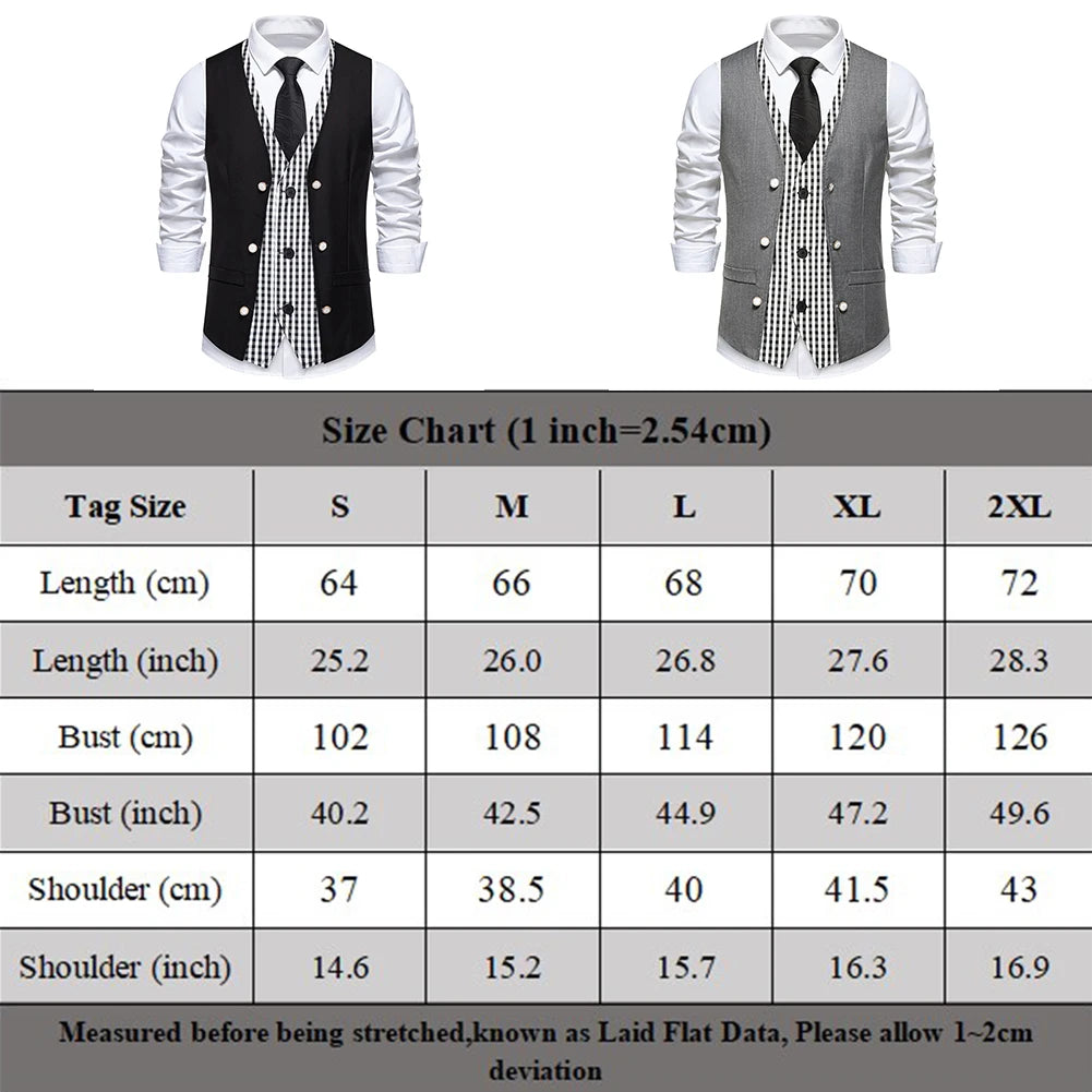 HEARUJOY  -  Fashion Business Vests Men's Suit Waistcoat Regular Length Garment Spring Autumn Fashion V Neck Sleeveless Plaid Pattern For Men