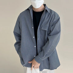 HEARUJOY  -  Casual Vacation Look Striped Long Sleeve Spring Autumn Top Comfortable Fit Daily Wear Shirt Holiday Casual Wear