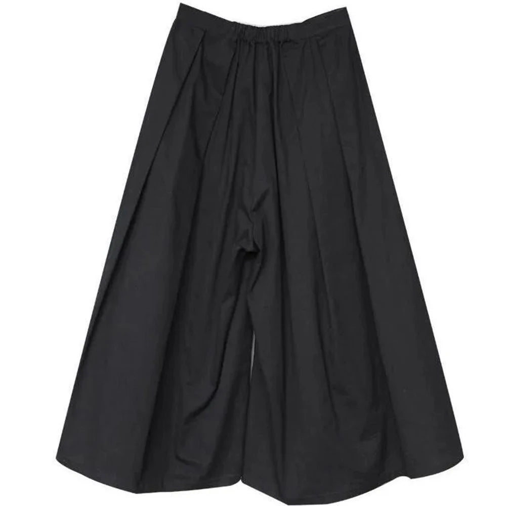 Hearujoy Trendy Gothic Dark Style Loose Cropped Hakama Pants Wide Leg Pants New Large Size Design Sense Samurai Pants Men's Clothing