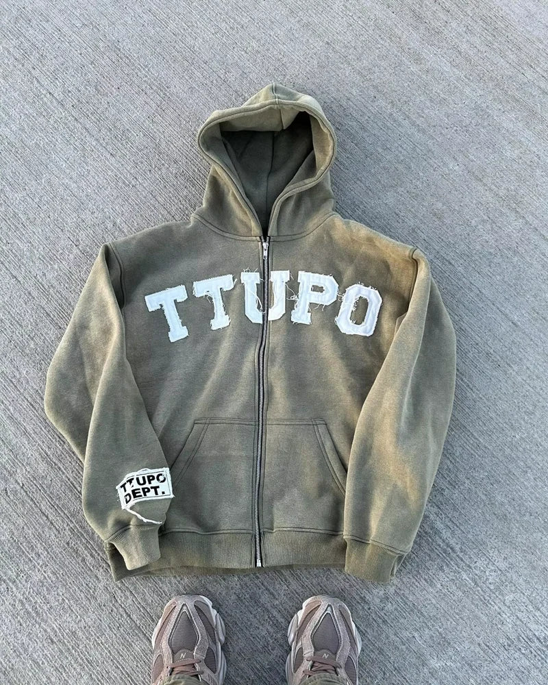HEARUJOY  -  European and American Harajuku Retro Letter Embroidered Oversized Hoodie Men Camouflage Fashion, Loose Casual Pullover Women