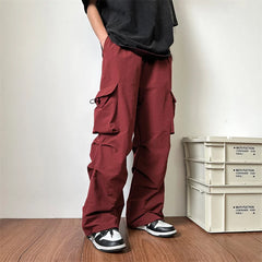 Hearujoy Summer Thin Pants Men Fashion Pocket Cargo Pants Men Japanese Streetwear Hip-hop Loose Straight Pants Mens Oversized Trousers