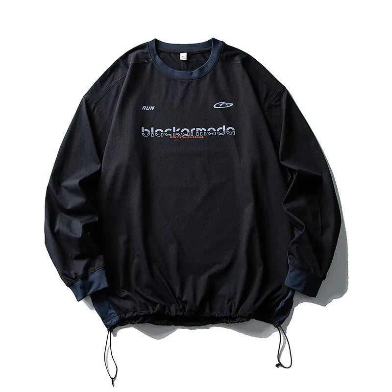 HEARUJOY  -  Japanese Retro Letter Print Long-Sleeve T-Shirt Unisex Casual Base Layer - Autumn Quick-Dry Sportswear Tees Outdoor