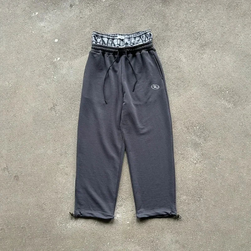 Hearujoy Y2K Retro Sweatpants Trend Double Waisted Skateboard Boxing Pants Hip Hop Men Women Streetwear Unisex Casual Loose Sweatpants