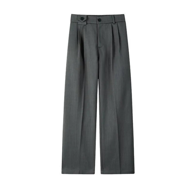 HEARUJOY  -  Grey Suit Pants Men Fashion Society Mens Black Dress Pants Korean Loose Casual Straight Pants Mens Office Formal Trousers 4XL
