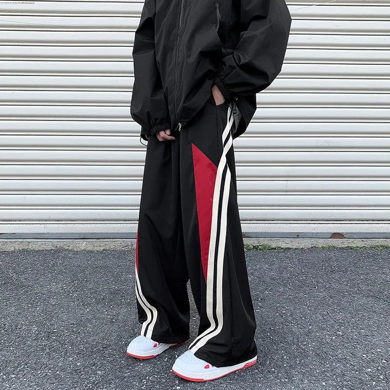 Hearujoy Baggy Sweatpants Men Parachute Wide Leg Pants Sports Trousers Male Tracksuit Men Vintage Casual Streetwear Sportswear