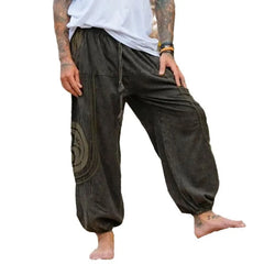 HEARUJOY  -  Vintage Ethnic Style Graphics Print Casual Pants Men 2025 Spring Summer Fashion Loose Foot Binding Haren Trousers Streetwear
