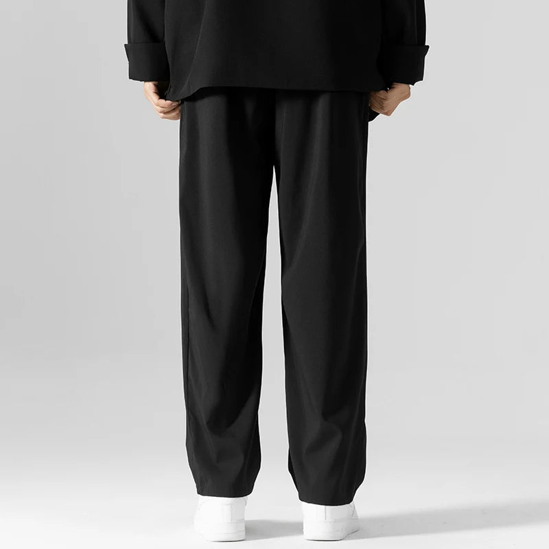 HEARUJOY  -  Autumn Men's Business Casual Suit Pants Summer Casual Long Wide Leg Dress Pants Men's Elastic Straight Office Formal Trousers