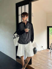 HEARUJOY  -  Autumn Winter Men's Plus Size 300 Jin 150kg Loose Fit Long Sleeve T Shirt Color Blocking Raglan Striped Layering Top