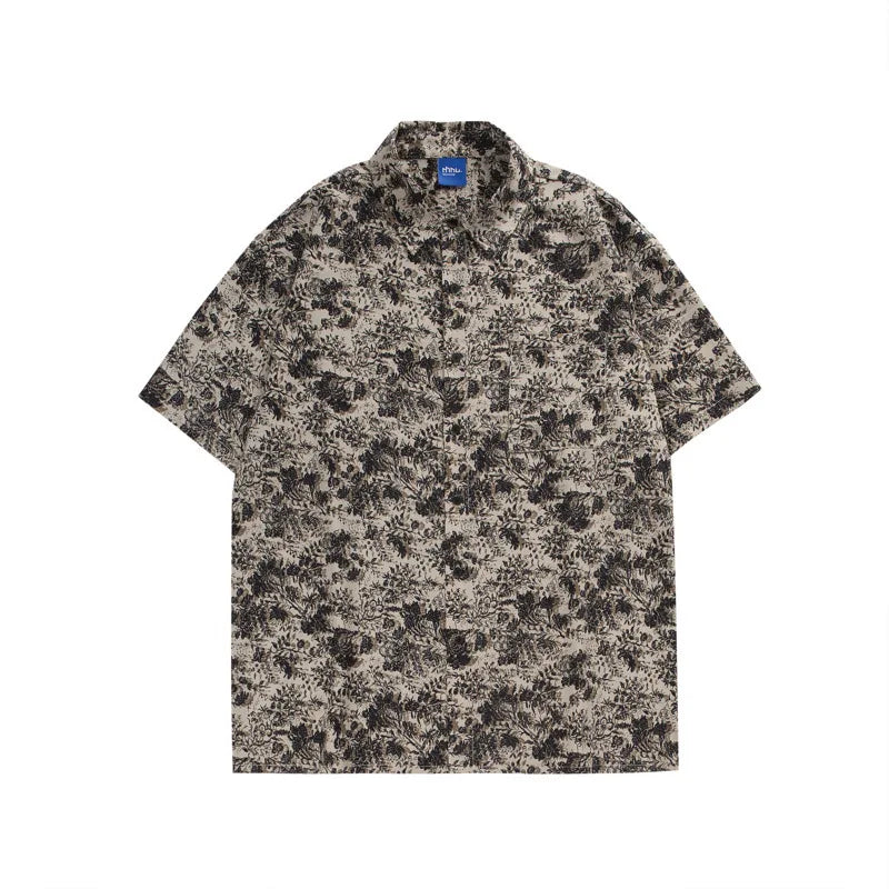 HEARUJOY  -  Summer Short Sleeved Shirt Men Oversized Retro Printed Shirt Men Streetwear Korean Loose Casual Shirt Mens Hawaiian Shirts M-2XL