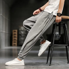 Hearujoy Linen Baggy Wide Male Trousers Summer Thin Loose Men's Casual Pants Harem Streetwear Promotion Hot Original Clothing Aesthetic