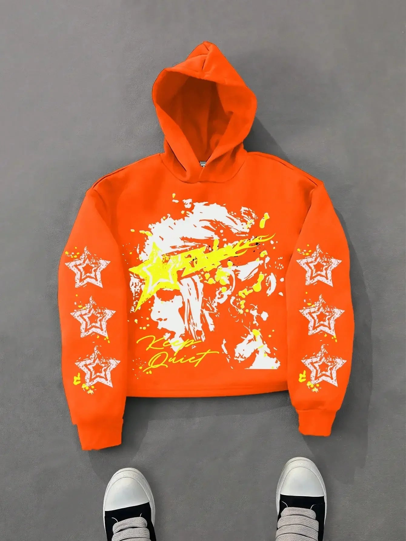 Hearujoy Hip hop street vintage letter star print hoodie men y2k Brother Harajuku fashion trend couple casual loose oversized sweatshirt