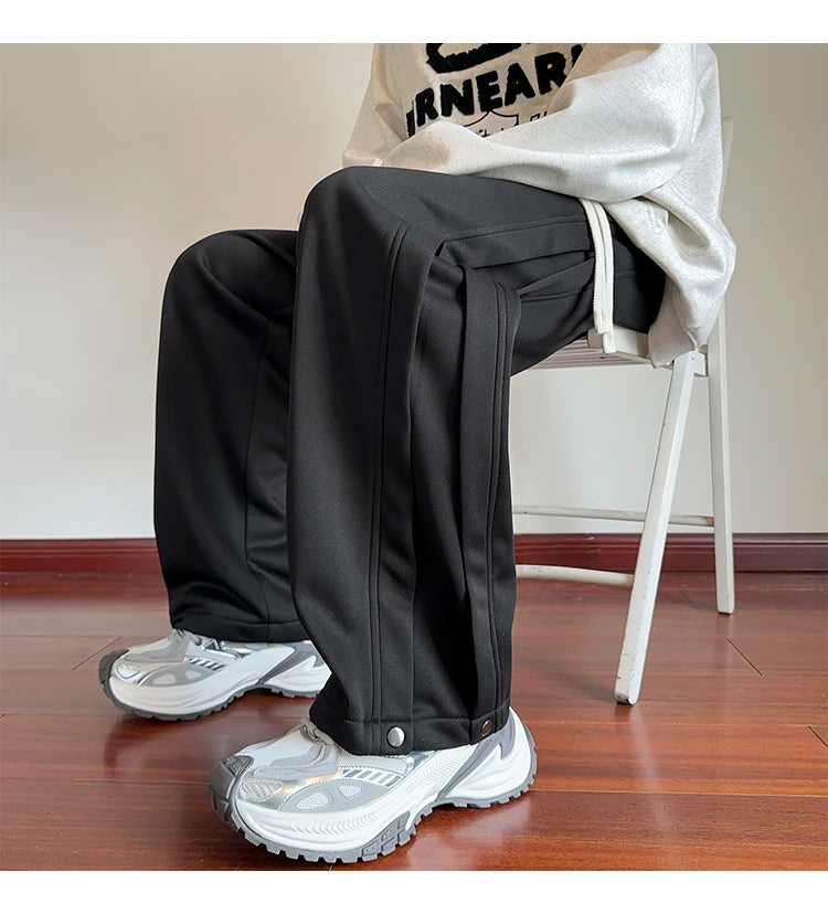 HEARUJOY  -  Black Casual Pants Men Fashion Oversized Wide Leg Pants Men Sweatpants Streetwear Loose Sports Pants Mens Joggers Trousers