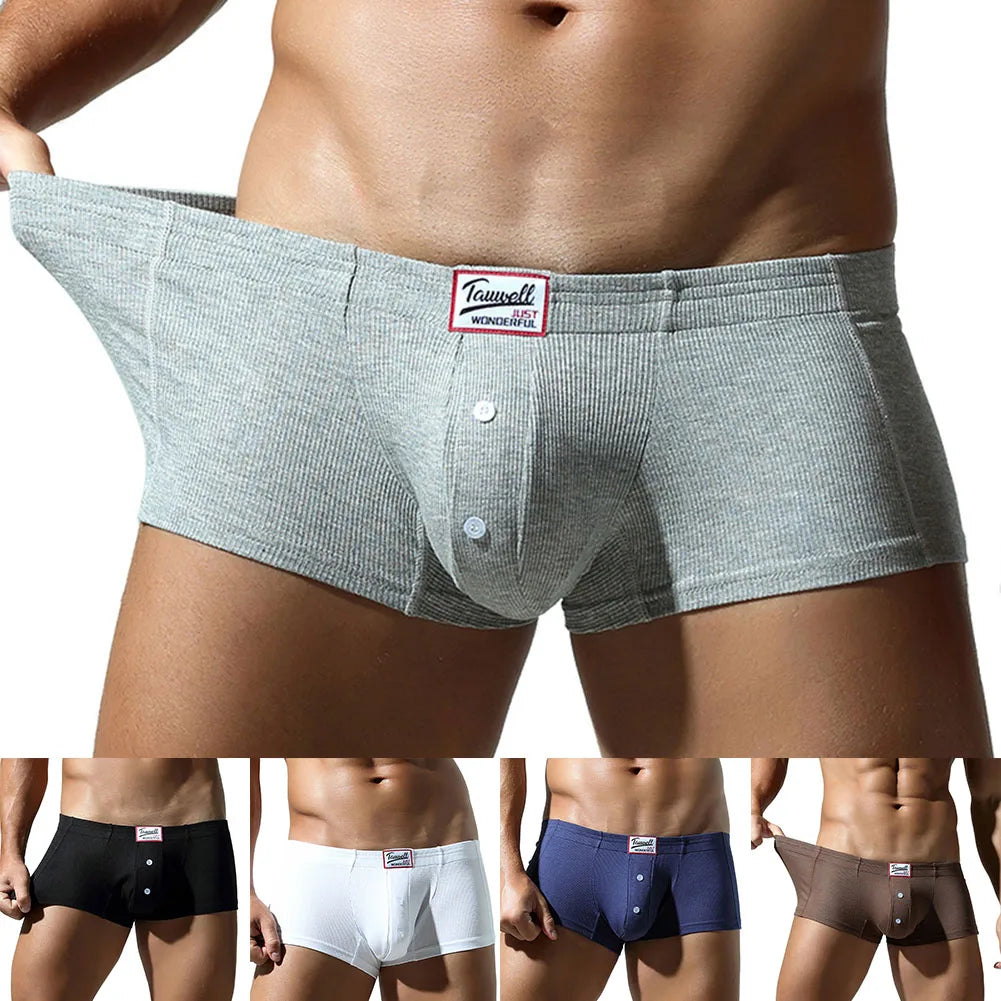 HEARUJOY  -  Men Solid Sports Boxers Short Underwear Breathable Bulge Pouch Underpants Low Waist Boxer Trunk Soft