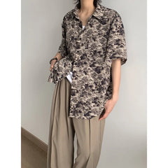 HEARUJOY  -  Summer Short Sleeved Shirt Men Oversized Retro Printed Shirt Men Streetwear Korean Loose Casual Shirt Mens Hawaiian Shirts M-2XL
