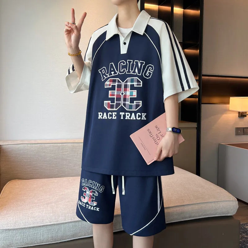 HEARUJOY  -  Casual Short Sleeved Polos  Shorts Men's Sets 2025 Summer Streetwear Tee-Shirt & Pant 2-Piece Tracksuit Outdoor POLO Set