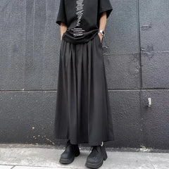 HEARUJOY  -  Dark Gothic Plain Skirt Pants Genderless Spring Y2k Japanese Streetwear Daily Comfortable Samurai Pants Hakama Unisex