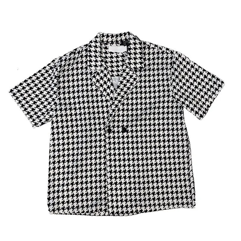 HEARUJOY  -  Summer Short-sleeved Shirts Men Fashion Retro Plaid Shirts Men Streetwear Korean Loose Casual Shirts Mens Dress Shirts M-XL