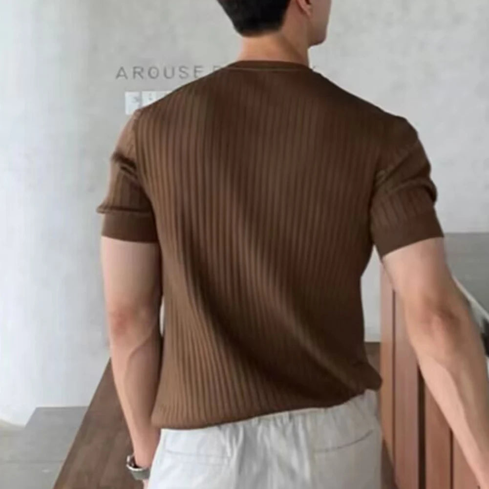 HEARUJOY  -  Men T Shirt T Shirt Casual Men O Neck Short Sleeve Solid Color Streetwear T Shirt For Men Fashion High Quality