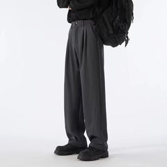 HEARUJOY  -  Men's Straight Casual Trousers Hong Kong Style Retro Fashion Simple Loose Versatile Commuting Daily 2025 New Men's Clothing