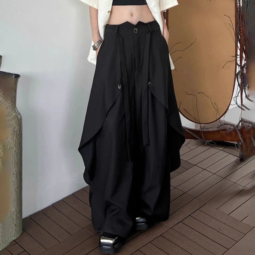 HEARUJOY  -  XS-5XL Y2k Irregular Skirt Pants Gothic Dark  Multi-Layer Casual Pants Genderless Streetwear Fashion Youth Wide-Leg Pants Unisex